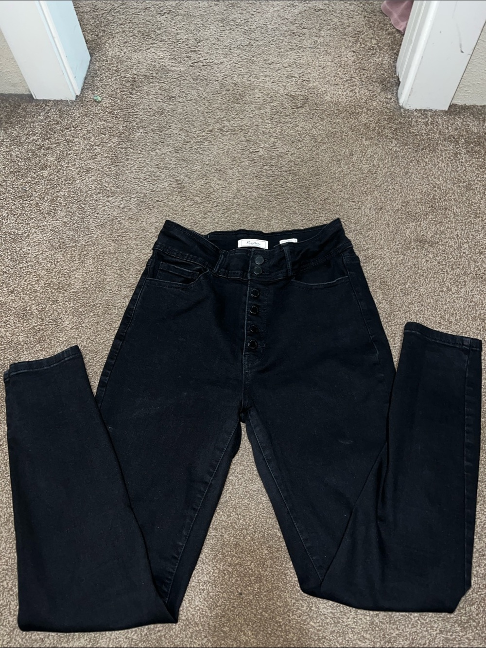 KanCan Black High-Rise Button-Fly Jeans